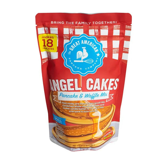 The Great American Pancake Co. Gourmet Angel Cakes Pancake Mix with a white background