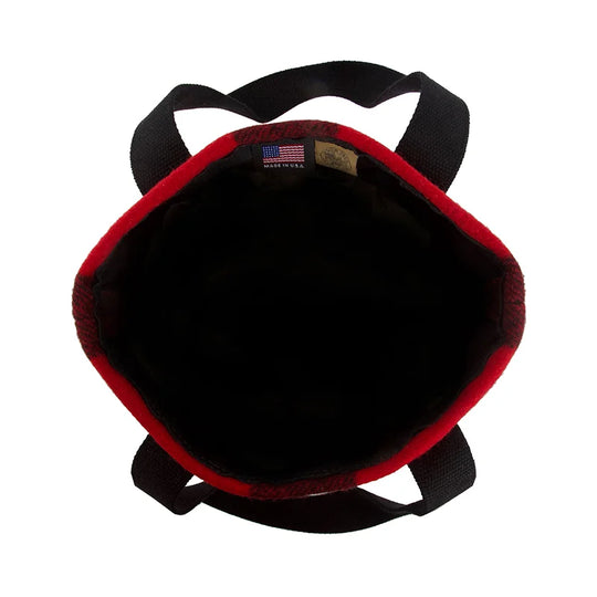 Classic Wool Promo Tote - Box Style in red and black with a white background