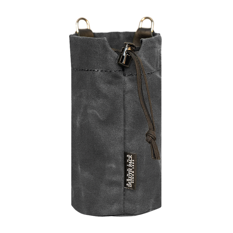 Waxed Gray Water Bottle Holder on white background
