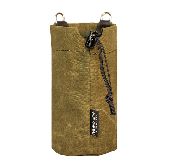 Waxed Khaki Water Bottle Holder on white background