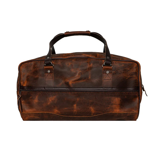 Duluth Pack Heritage Leather Weekender Duffel in the back with white background