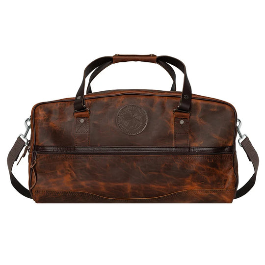Duluth Pack Heritage Leather Weekender Duffel with white background