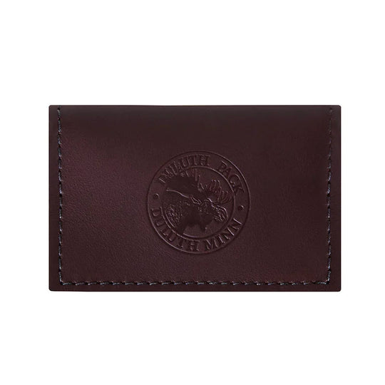 Business Card Holder in premium brown leather with embossed Duluth Pack logo, designed for durable and stylish organization by Duluth Pack.