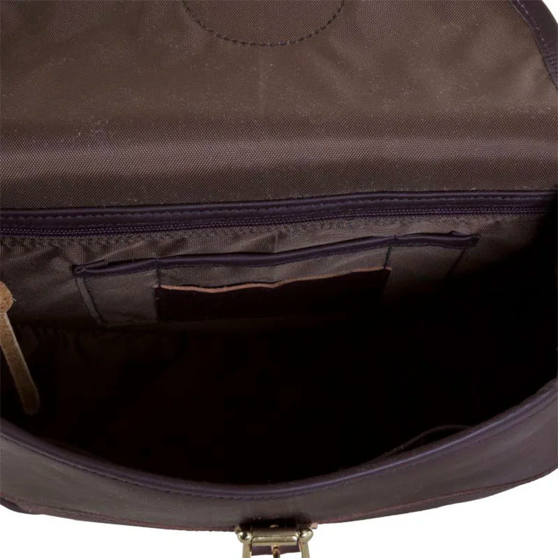 Medium Leather Shell Purse interior showcasing full nylon lining and organizational pockets, highlighting premium craftsmanship and durable materials.