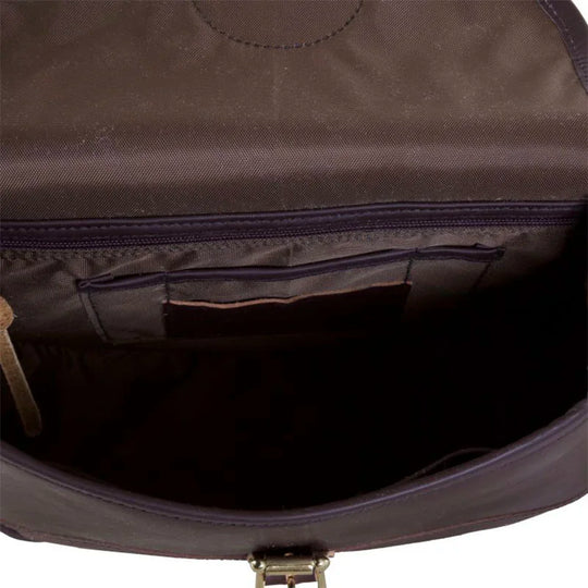 Medium Leather Shell Purse interior showcasing full nylon lining and organizational pockets, highlighting premium craftsmanship and durable materials.