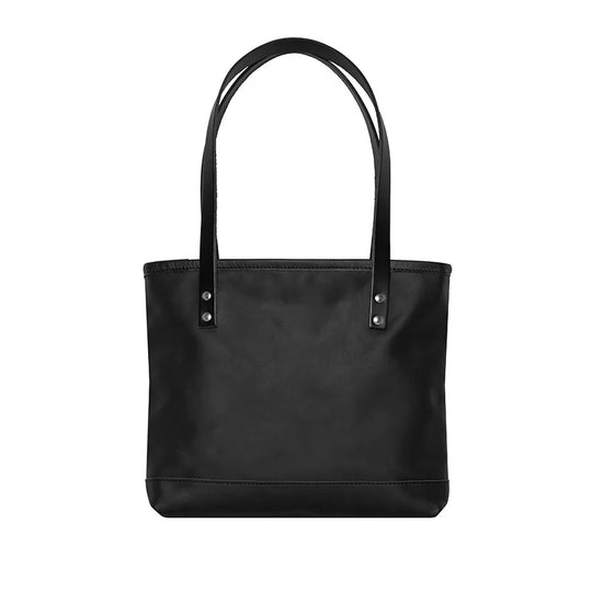 Superior Series Leather Lakewalk Tote in black leather with riveted handles, designed for durable everyday carry by Duluth Pack.