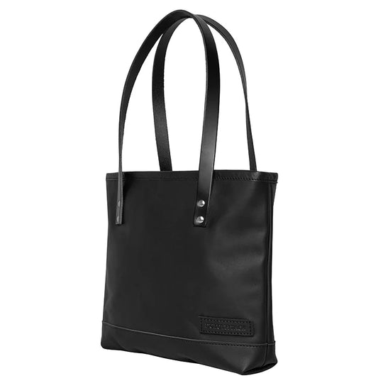Superior Series Leather Lakewalk Tote in black leather with riveted handles, designed by Duluth Pack for durable, stylish everyday outdoor use.