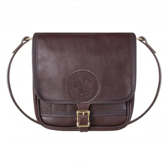 Leather Mini Haversack in premium American cowhide leather with brass buckle, designed by Duluth Pack for durable and stylish everyday outdoor use.
