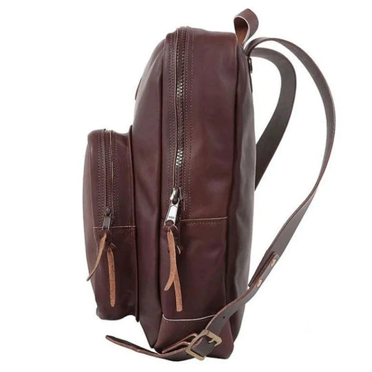 Leather Large Standard Backpack Side Zippers