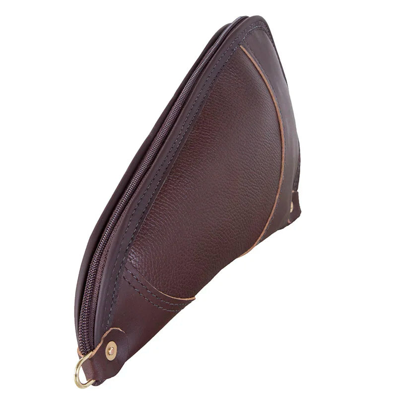 Leather Mini Pistol Rug Side View in Pebbled Brown