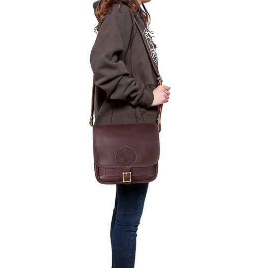 Conceal and Carry Leather Mini Haversack Model Worn Side