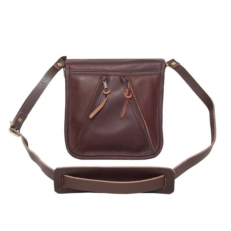 Conceal and Carry Leather Mini Haversack Back Zipper Compartment