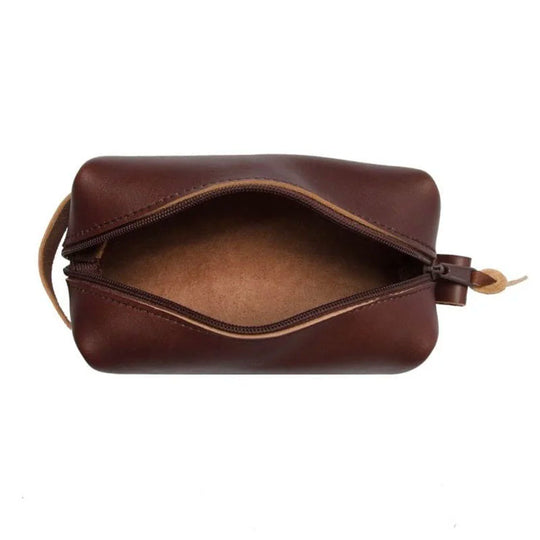Leather Travel Kit Bag Open