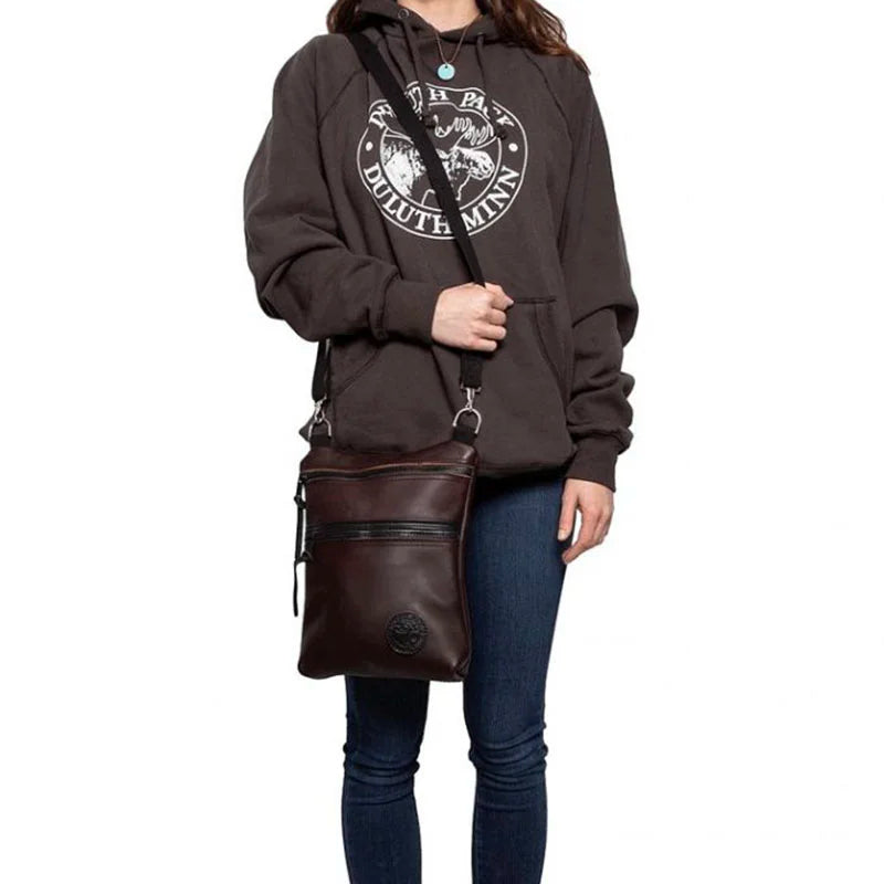 Leather Traverse Crossbody Front Model