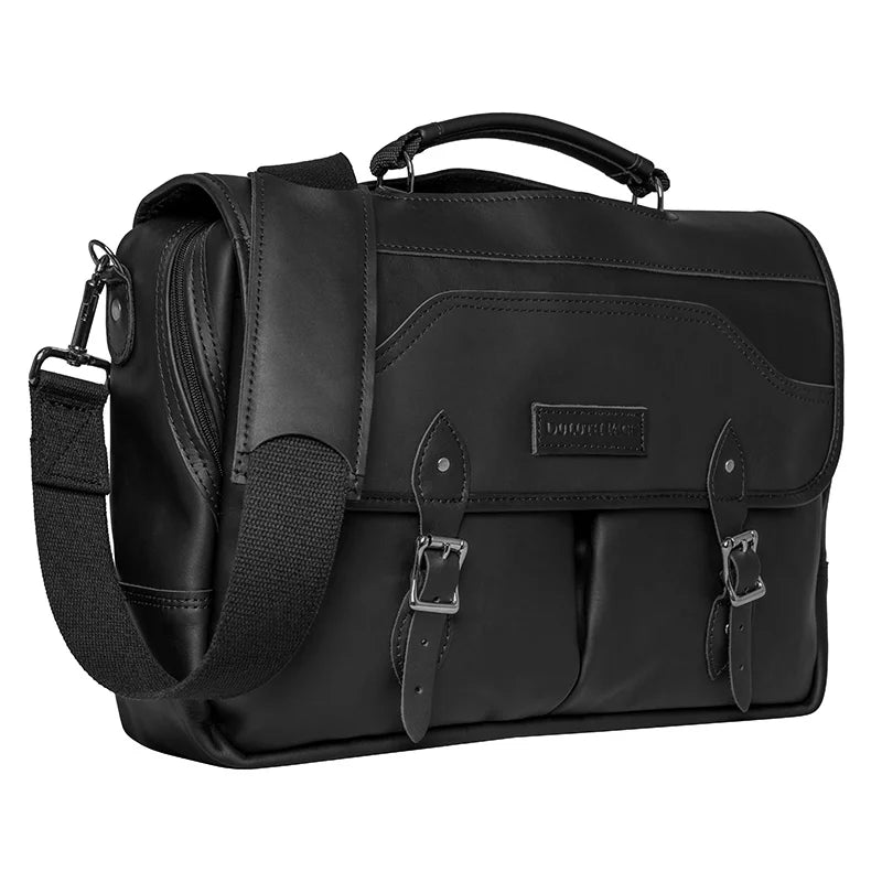 Superior Series Leather Entrepreneur Briefcase Front Angle with Strap