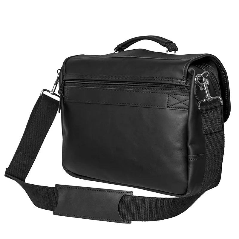 Superior Series Leather Entrepreneur Briefcase Back Angle with Strap