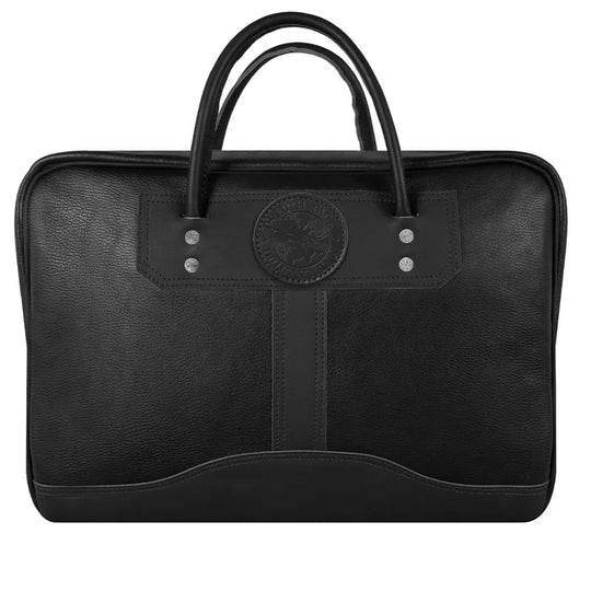 Leather Computer Briefcase in Pebbled Black