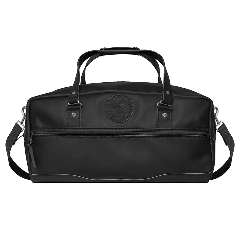 Leather Weekender Duffel in Black