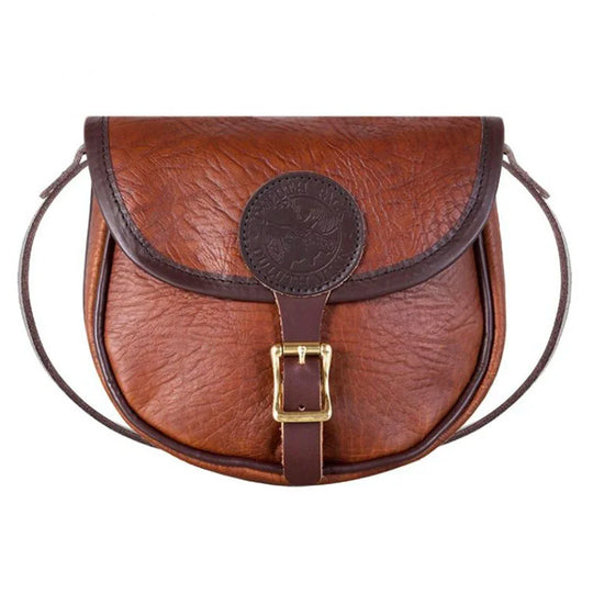 Bison Leather Small Shell Purse with Brown Trim
