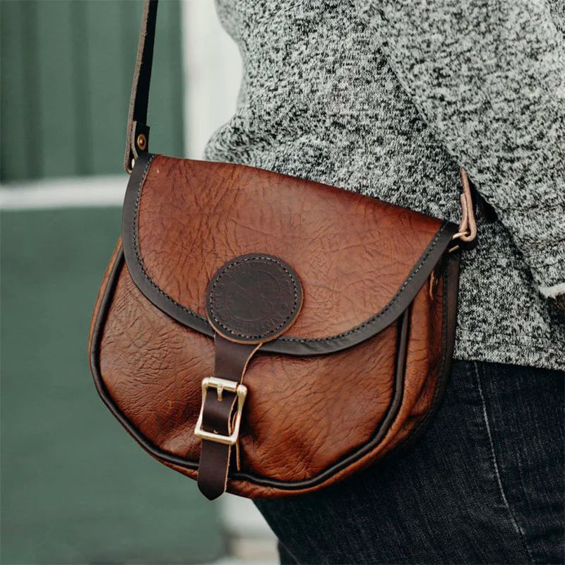 Bison Leather Small Shell Purse on Model