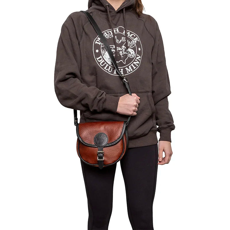 Bison Leather Small Shell Purse on Model