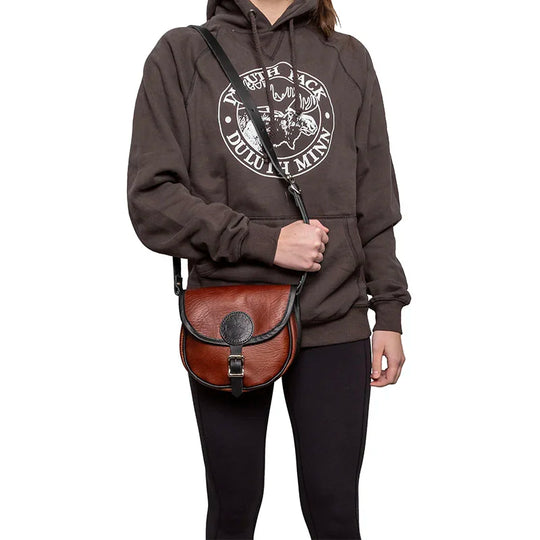 Bison Leather Small Shell Purse on Model
