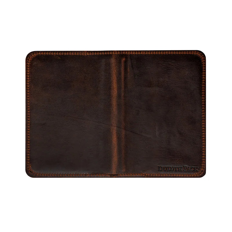Heritage Leather Field Journal spine with a white background