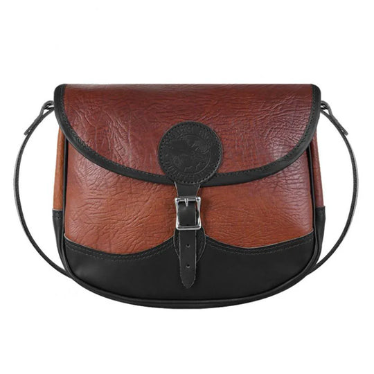 Bison Leather Medium Shell Purse with Black Trim