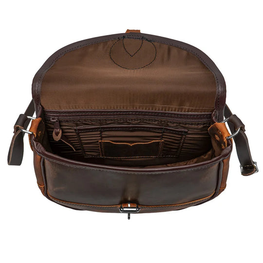Heritage Leather Medium Shell Purse Open with Pockets