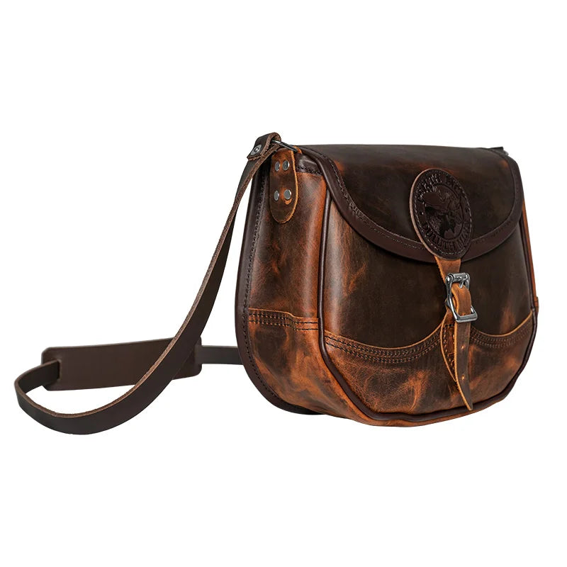 Heritage Leather Medium Shell Purse Side with Strap