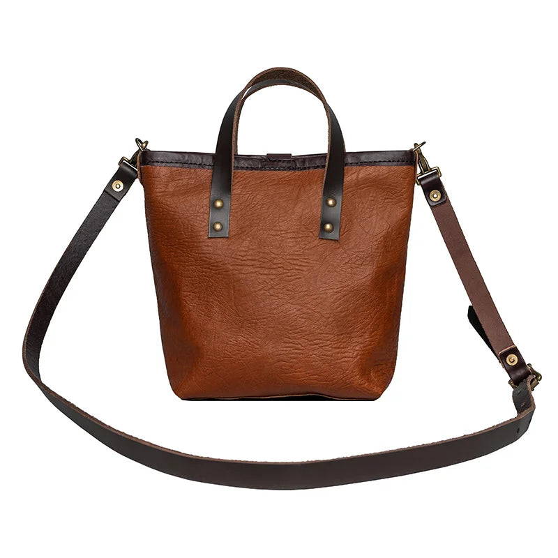 Bison Leather Honeyberry Tote back strap