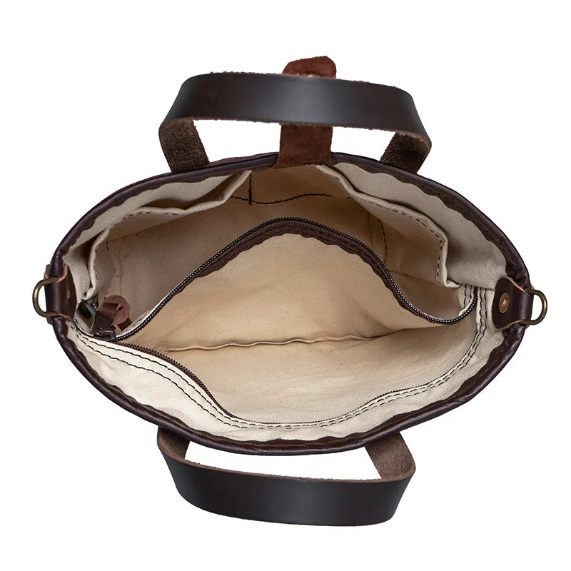 Bison Leather Honeyberry Tote open pocket