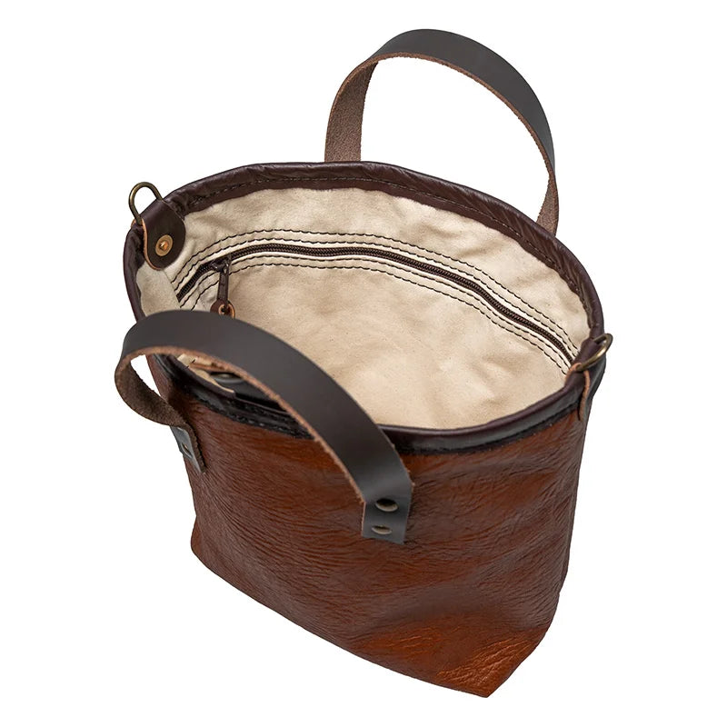 Bison Leather Honeyberry Tote inside zipper