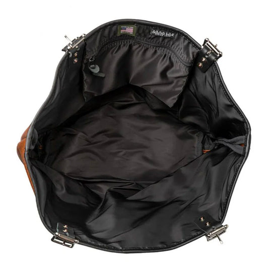 Bison Leather Market Tote Black Trim Interior