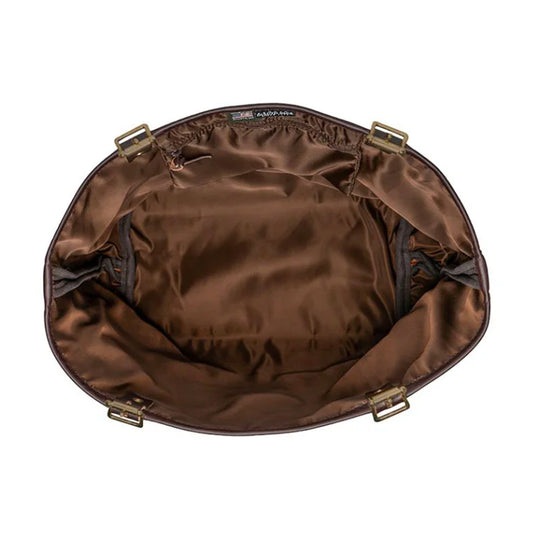 Bison Leather Market Tote Brown Trim Interior