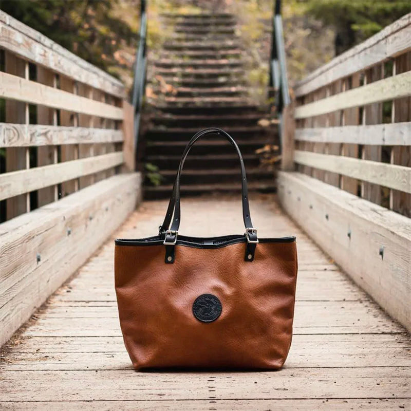 Bison Leather Market Tote on Bridge