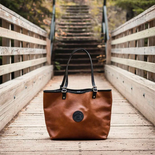Bison Leather Market Tote on Bridge