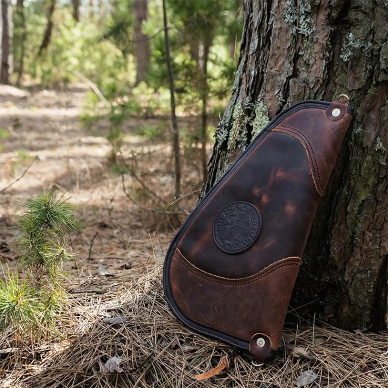 Heritage Leather Medium Pistol Rug Against Tree
