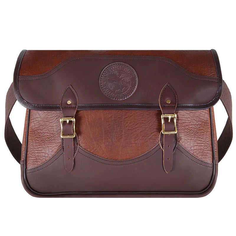 Bison Leather Book Bag in Brown Trim