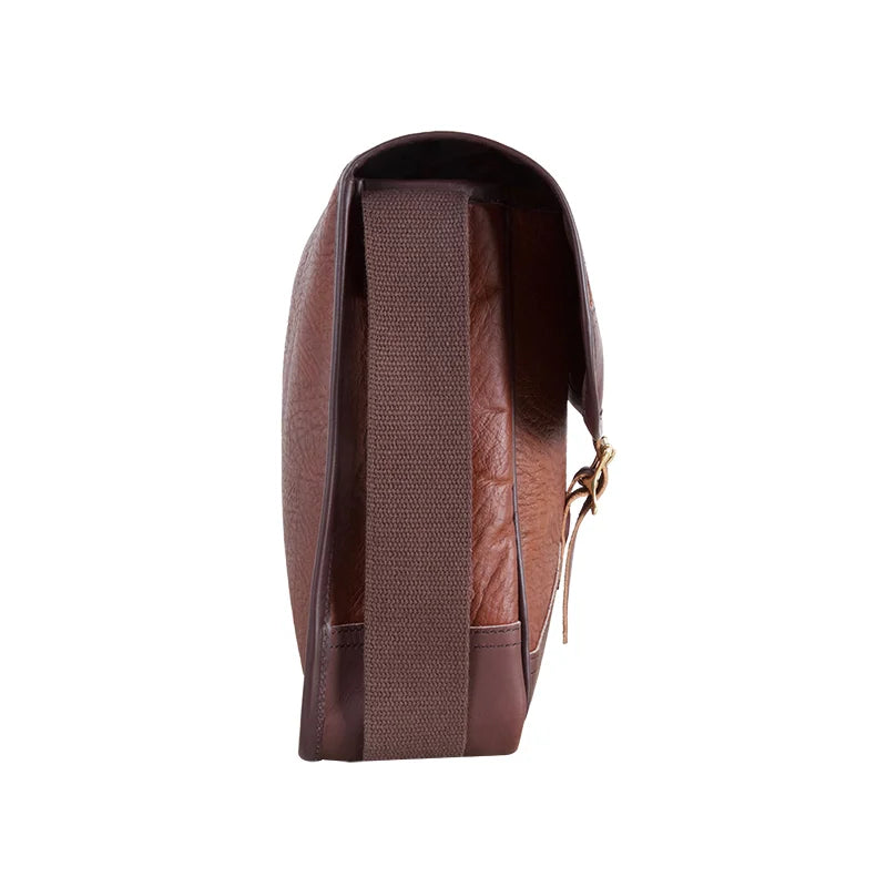 Bison Leather Book Bag Side