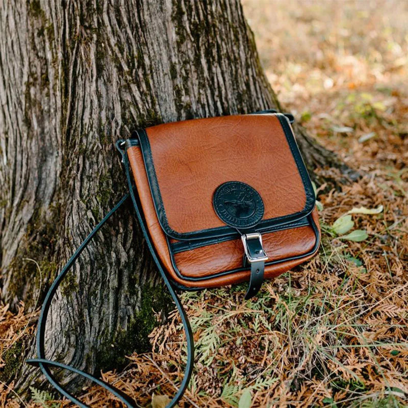 Bison Leather Mini Haversack Against Tree