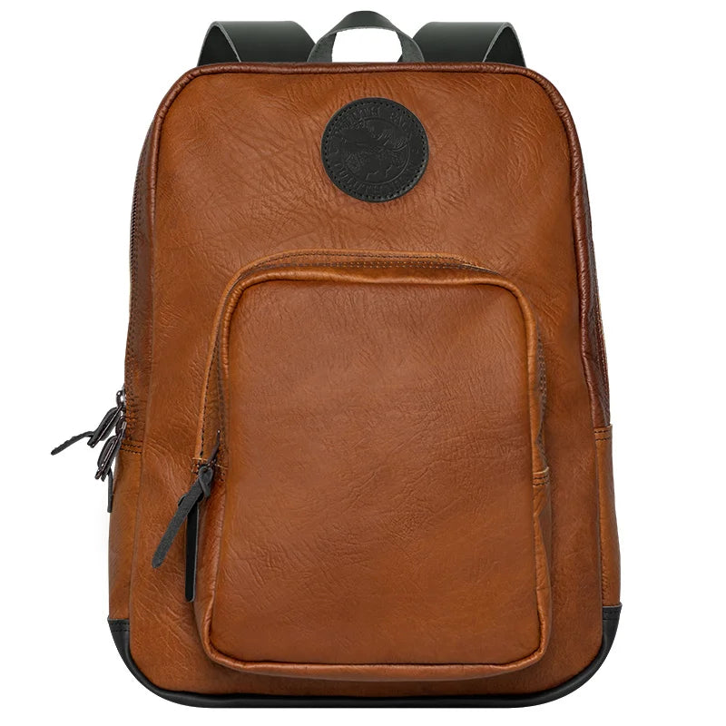 Bison Leather Large Standard Backpack in Black Trim