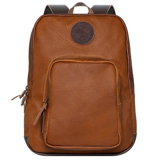 Bison Leather Large Standard Backpack in Brown Trim