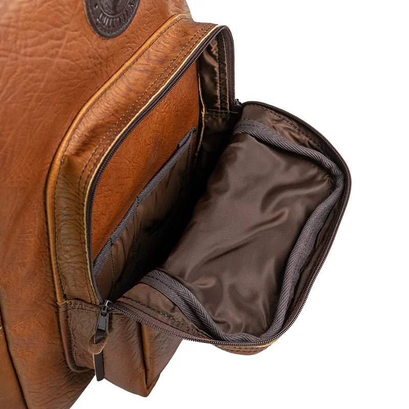Bison Leather Large Standard Backpack Open Front Pocket