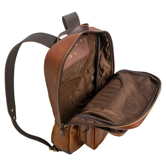 Bison Leather Large Standard Backpack Open Main Compartment