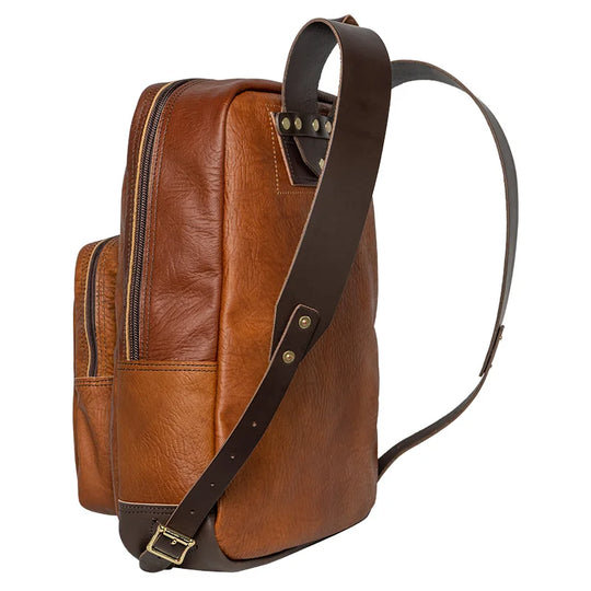 Bison Leather Large Standard Backpack Side Angle