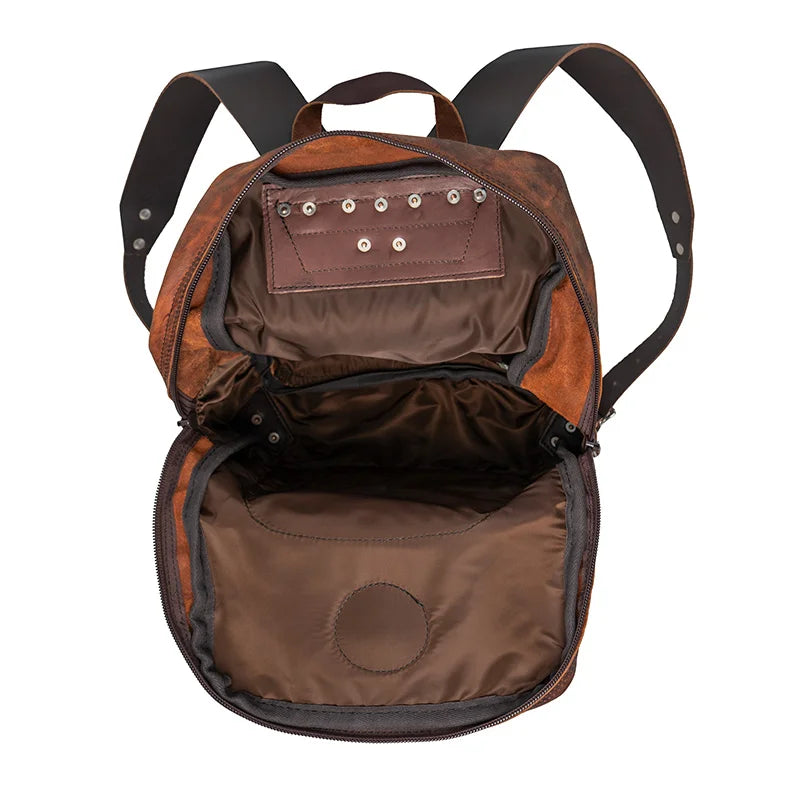 Heritage Leather Large Standard Backpack Open