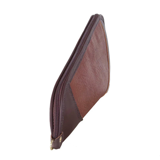 Bison Leather Large Pistol Rug in brown with premium bison leather and reinforced ends, designed by Duluth Pack for durable, secure handgun protection.