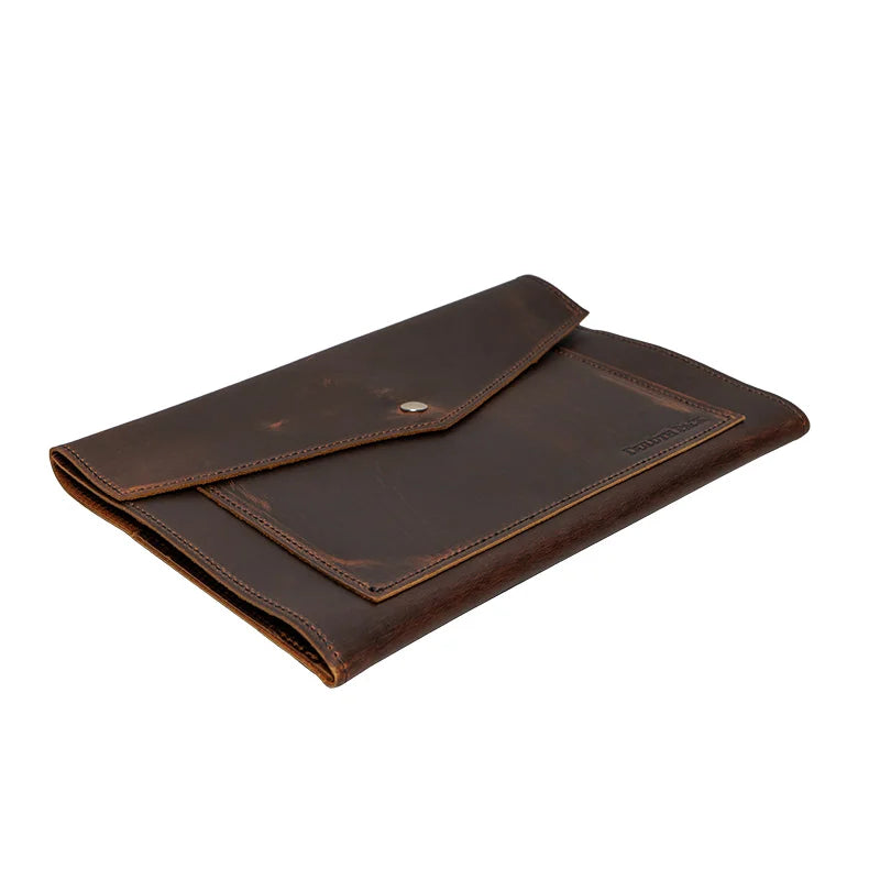 Heritage Leather Business Portfolio side view with a white background