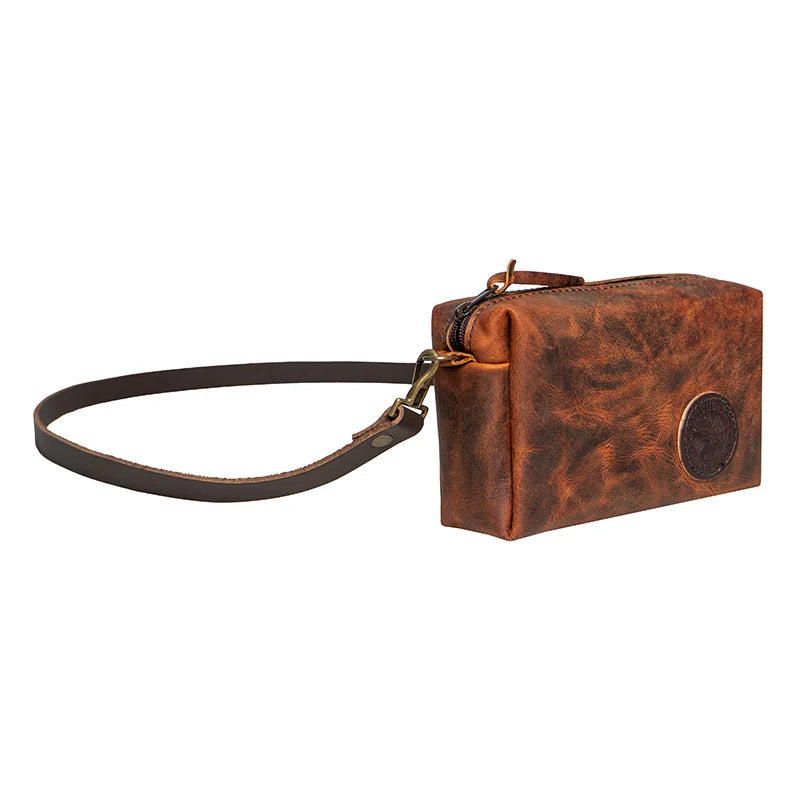 Heritage Leather Riverwalk Purse side with a white background